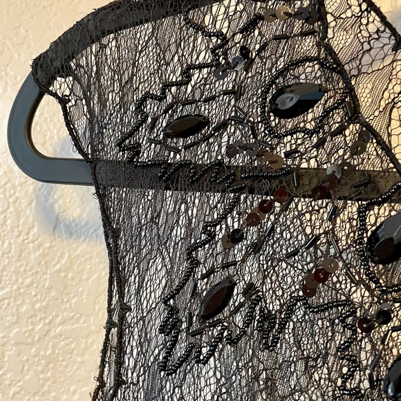 Jessica Simpson Cocktail Dress,Black Ruched Lace Size 10 - Picture 5 of 16